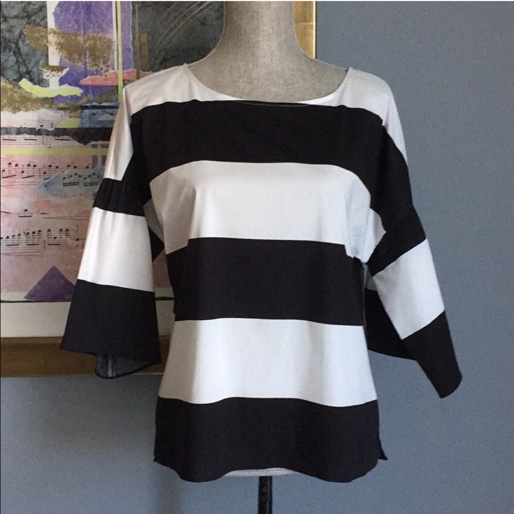 Vince Camuto Crisp Cotton Striped Blouse